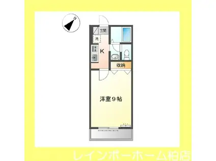 リバーアップ六実(1K/2階)の間取り写真