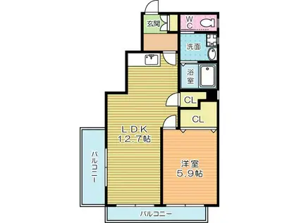 FELT1024(1LDK/5階)の間取り写真