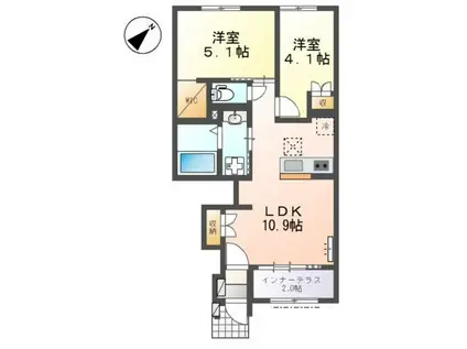 クレリア(2LDK/1階)の間取り写真