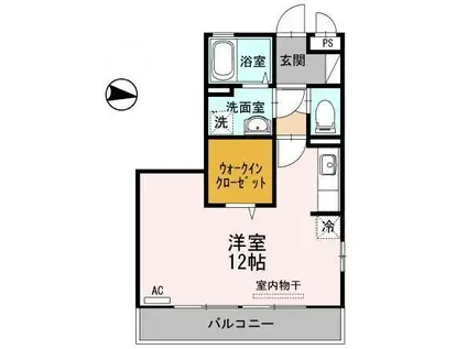 リファルジェント泉 B棟(ワンルーム/2階)の間取り写真