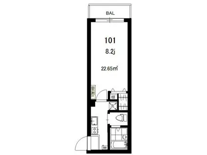 フォセット白楽(1K/1階)の間取り写真