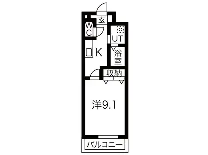 ラヴァーグミディ(1K/1階)の間取り写真