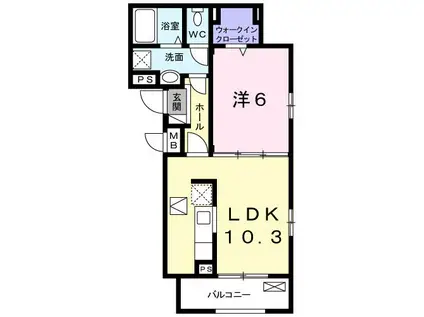 ルミエール(1LDK/1階)の間取り写真