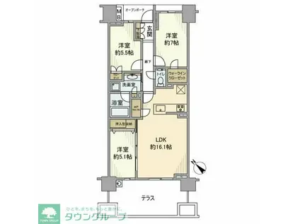 プラウドシティ加賀学園通(3LDK/1階)の間取り写真