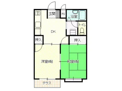 エルディム藤(2DK/2階)の間取り写真