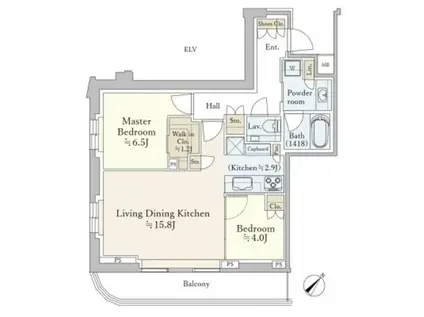 パークコート恵比寿(2LDK/5階)の間取り写真