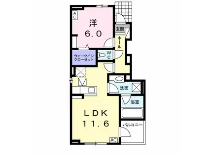ソリジェII A(1LDK/1階)の間取り写真