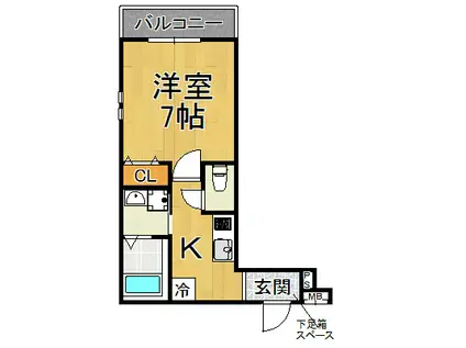 フジパレス稲野駅北2番館(1K/2階)の間取り写真