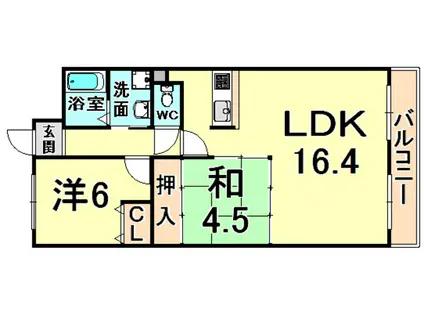 ラフィーネ武庫之荘(2LDK/3階)の間取り写真