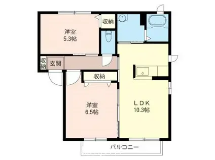 グリーンパークA棟(2LDK/1階)の間取り写真