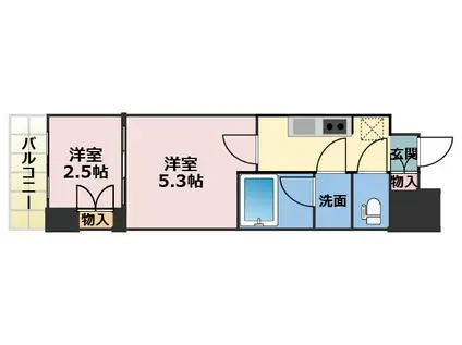 ウエリスアーバン守口(2K/9階)の間取り写真