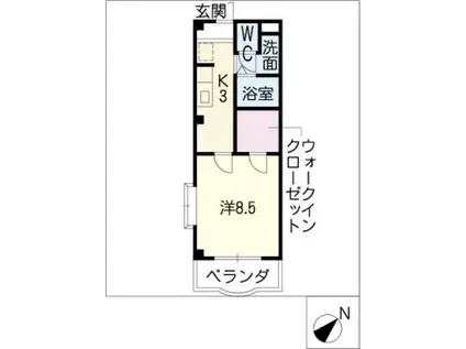 TIGAユーアイ(1K/4階)の間取り写真