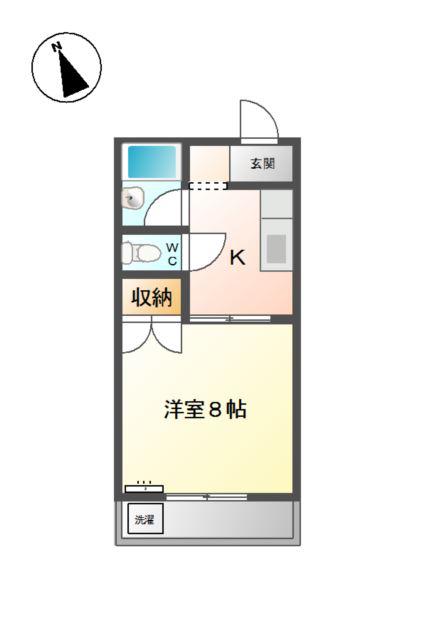 タウニー緑ヶ丘(1K/2階)の間取り写真