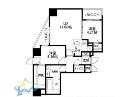 WELLZ N5(2LDK/11階)の間取り写真