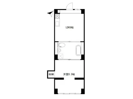 BELLTREE水木通(1LDK/3階)の間取り写真
