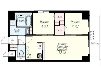 博多グランドレジデンス(2LDK/11階)の間取り写真