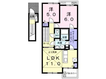 カーサ カローレ(2LDK/2階)の間取り写真