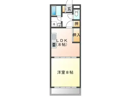 シティヒルズカズバ(1LDK/6階)の間取り写真