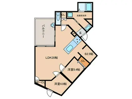 COULEURS GLAND(2SLDK/3階)の間取り写真