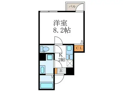 GRANDE COURT御園橋(1K/3階)の間取り写真