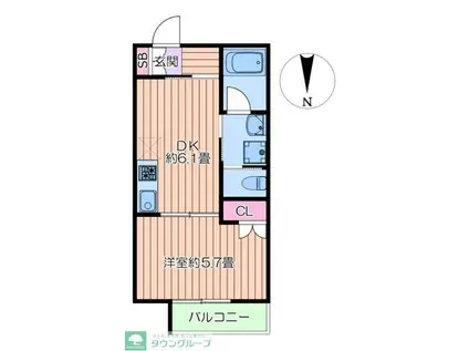 CAT COURT KOGANE(1DK/1階)の間取り写真