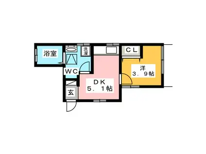 アドハイムII(1DK/1階)の間取り写真