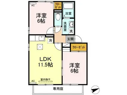 TMKホープIIM棟(2LDK/1階)の間取り写真