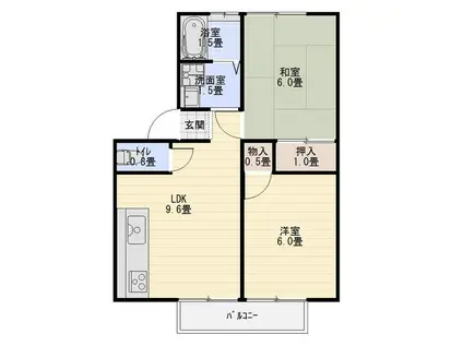 グランドハイツオガワ(2LDK/1階)の間取り写真