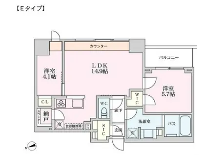 プライマル品川大井町(2LDK/7階)の間取り写真