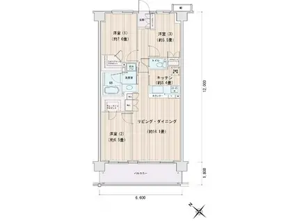 エスティメゾン豊洲レジデンスD棟(3LDK/8階)の間取り写真