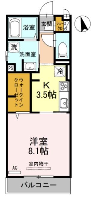 BE ALLAYED(1K/1階)の間取り写真