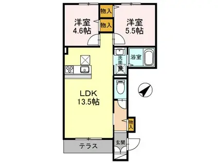 HEARTYS ENT I棟(2LDK/1階)の間取り写真