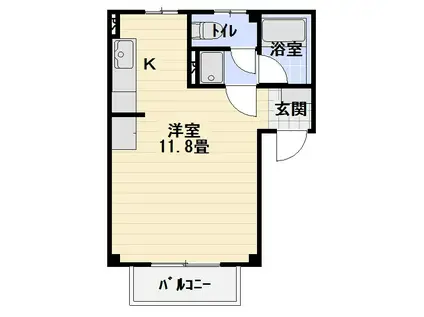 アネックスⅠ(ワンルーム/2階)の間取り写真
