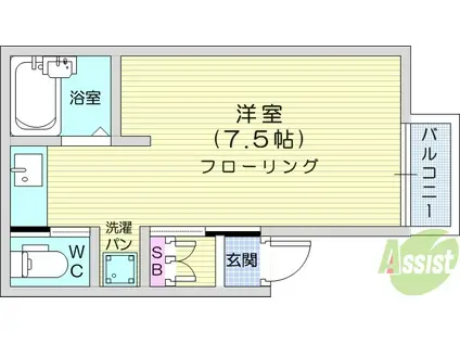 シルクロード向ヶ丘(ワンルーム/1階)の間取り写真