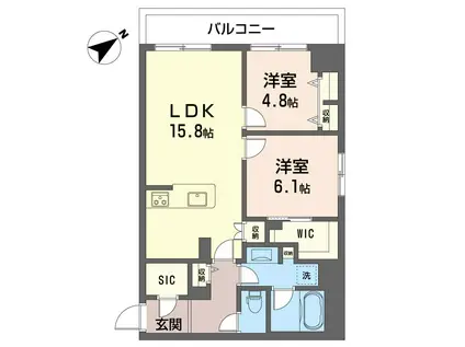 グランフォレスタ 二子玉川(2LDK/2階)の間取り写真