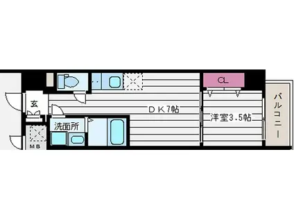 メルベージュ姫島(1DK/1階)の間取り写真