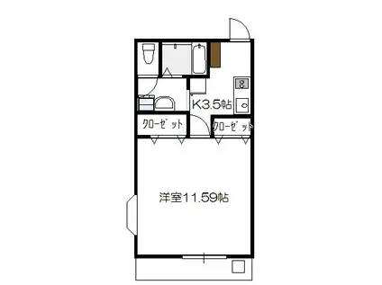 サザン27前川ビル(1K/2階)の間取り写真