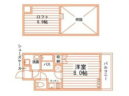 ルラシオン岡山奉還町(1K/9階)の間取り写真