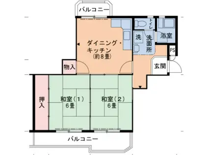 UR泉南尾崎(2DK/5階)の間取り写真