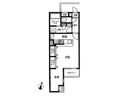 エクセシオーネ目黒(ワンルーム/2階)の間取り写真