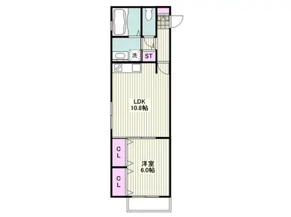 スカイルーフ(1LDK/2階)の間取り写真