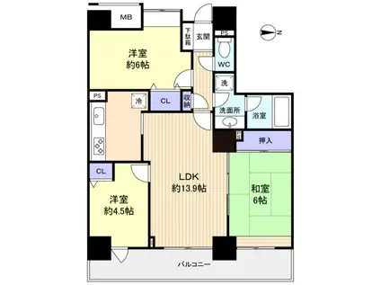 カムザ・スクエア八千代緑が丘タワーズ(3LDK/19階)の間取り写真