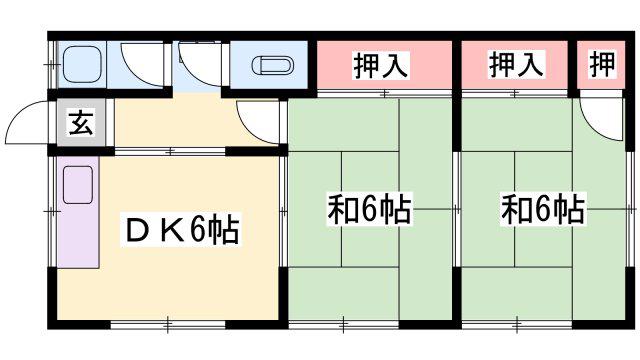 清山荘(2DK/2階)の間取り写真