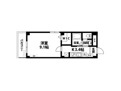 メルベージュ(1K/2階)の間取り写真