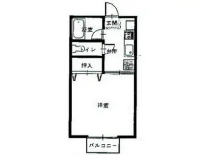 ミドル東大沼(1K/2階)の間取り写真