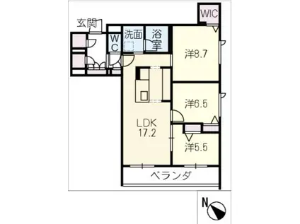 カーサ・レジデンス(3LDK/2階)の間取り写真