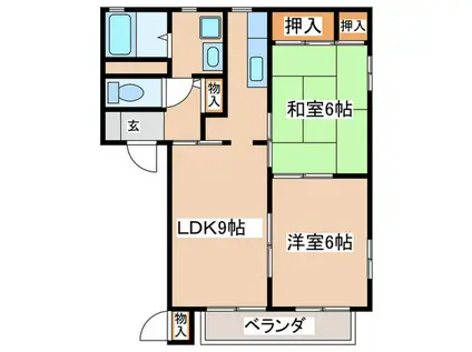 メルベーユ湘南 B(2LDK/1階)の間取り写真