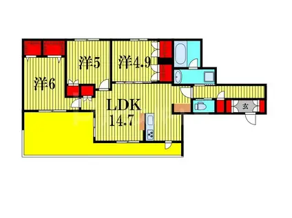 LA FLEUR COLOREE(2LDK/2階)の間取り写真