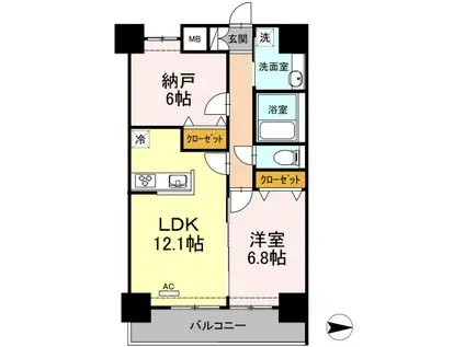 グレイスコート・アイエス(1SLDK/2階)の間取り写真