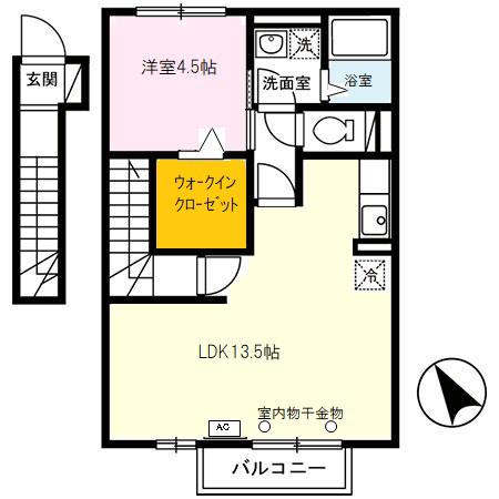 モダンコート東阿保(1LDK/2階)の間取り写真
